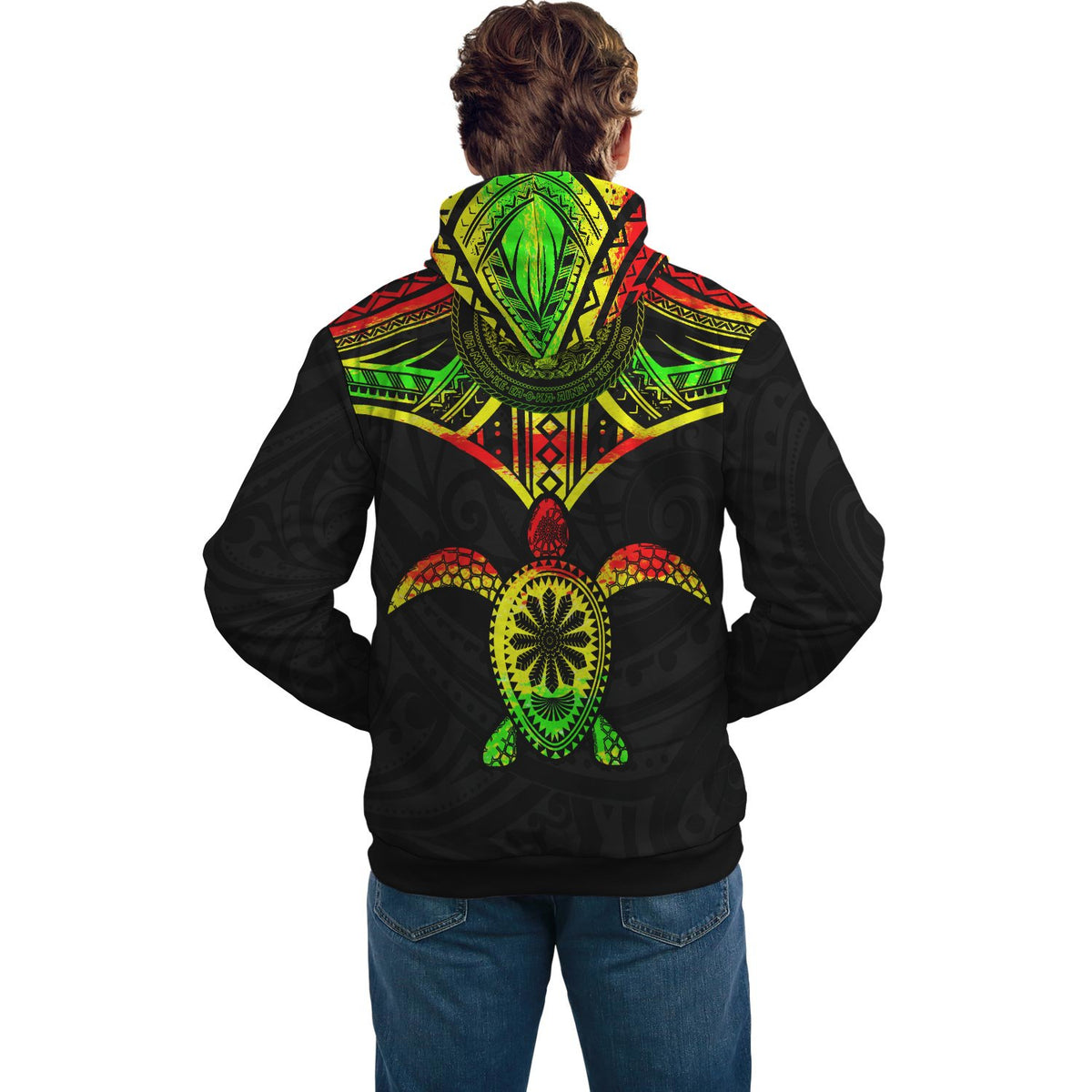 Polynesian Hawaii All Over Hoodie Reggae Turtle - Polynesian Pride