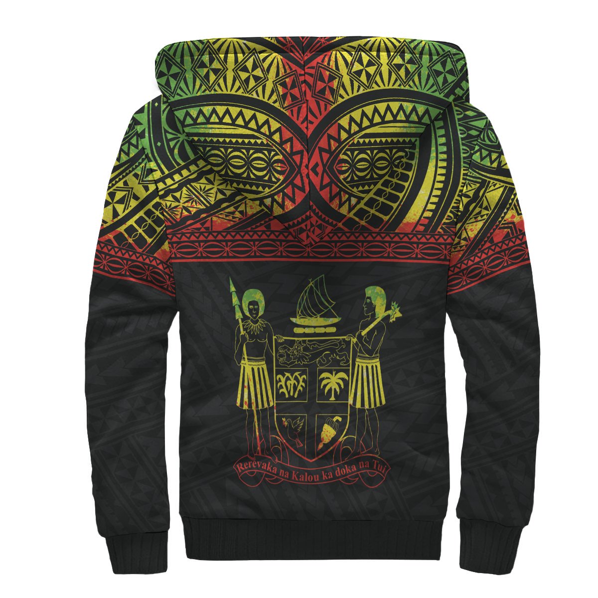 Fiji Polynesian Personalised Custom Sherpa Hoodie - Reggae Horizontal - Polynesian Pride