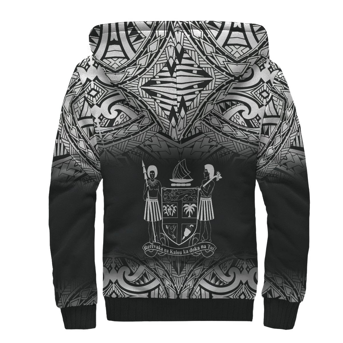 Fiji Polynesian Personalised Custom Sherpa Hoodie - Black Fog - Polynesian Pride