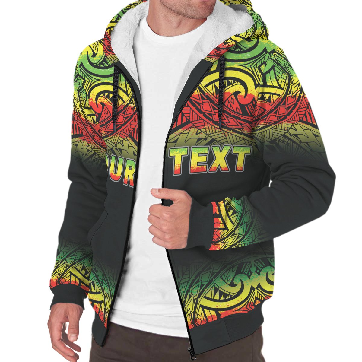Fiji Polynesian Personalised Custom Sherpa Hoodie - Reggae Fog - Polynesian Pride