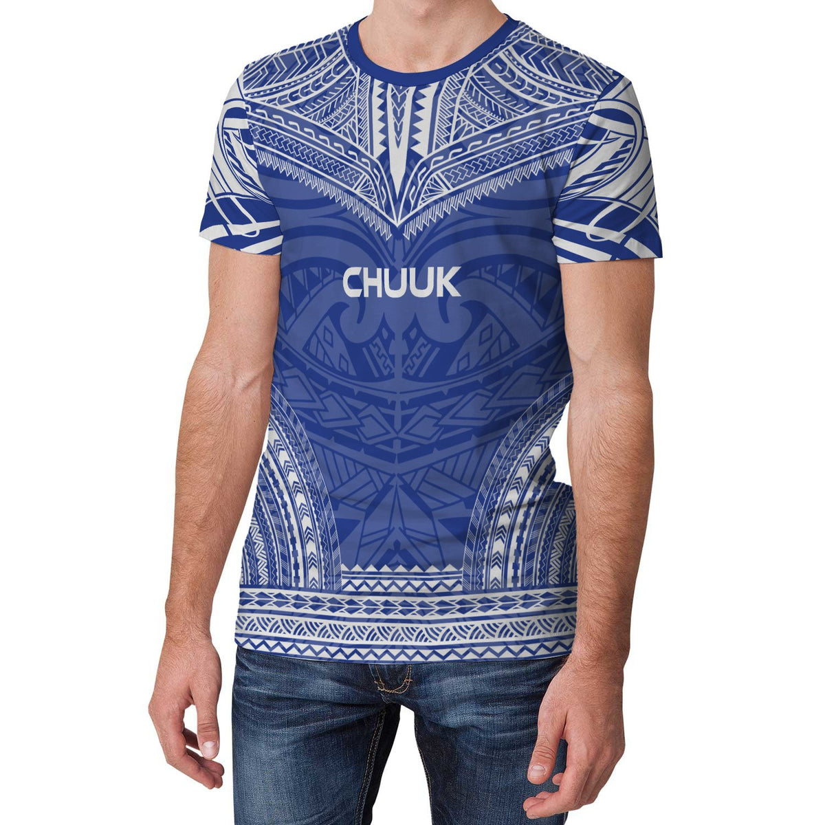 Chuuk T Shirt Chuuk Polynesian Chief Blue Version - Polynesian Pride