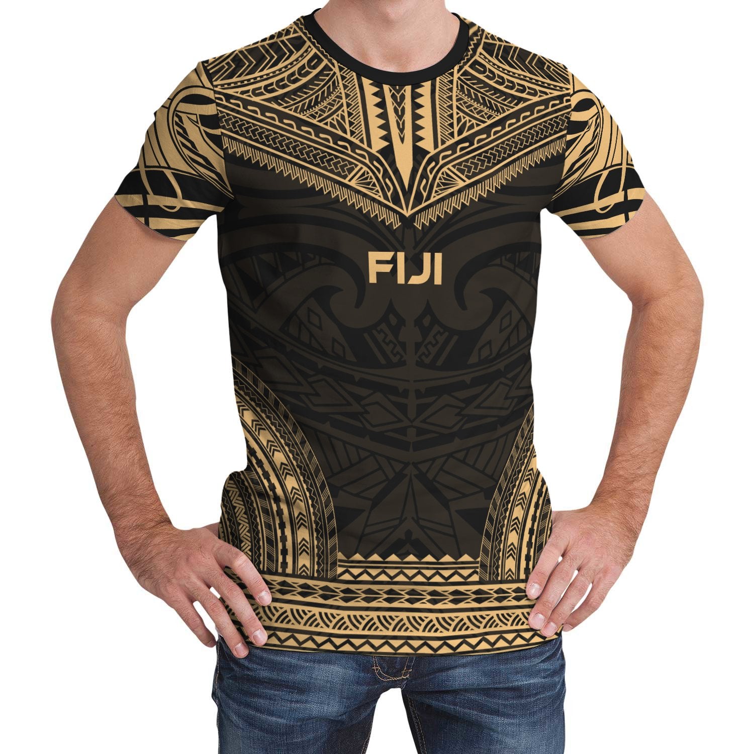 Fiji T Shirt Fijian Polynesian Chief Gold Version Unisex Gold - Polynesian Pride