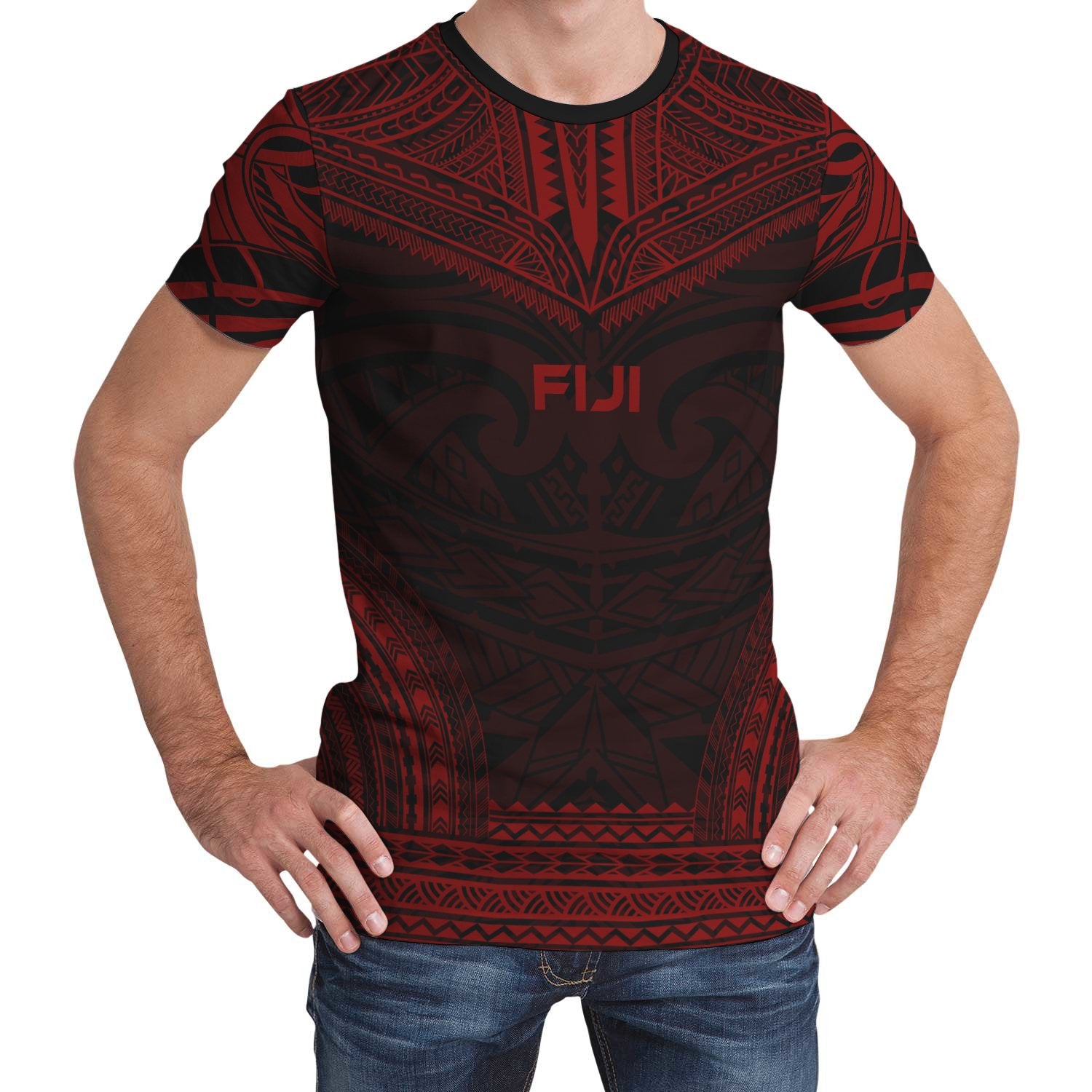Fiji T Shirt Fijian Polynesian Chief Red Version Unisex Red - Polynesian Pride