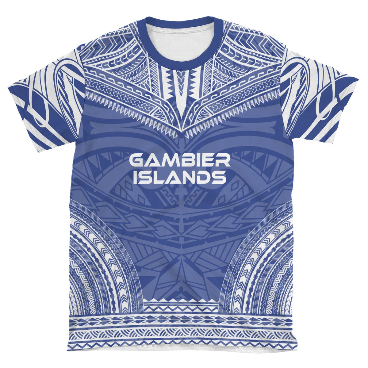 Gambier Islands T Shirt National Polynesian Chief Blue Version - Polynesian Pride