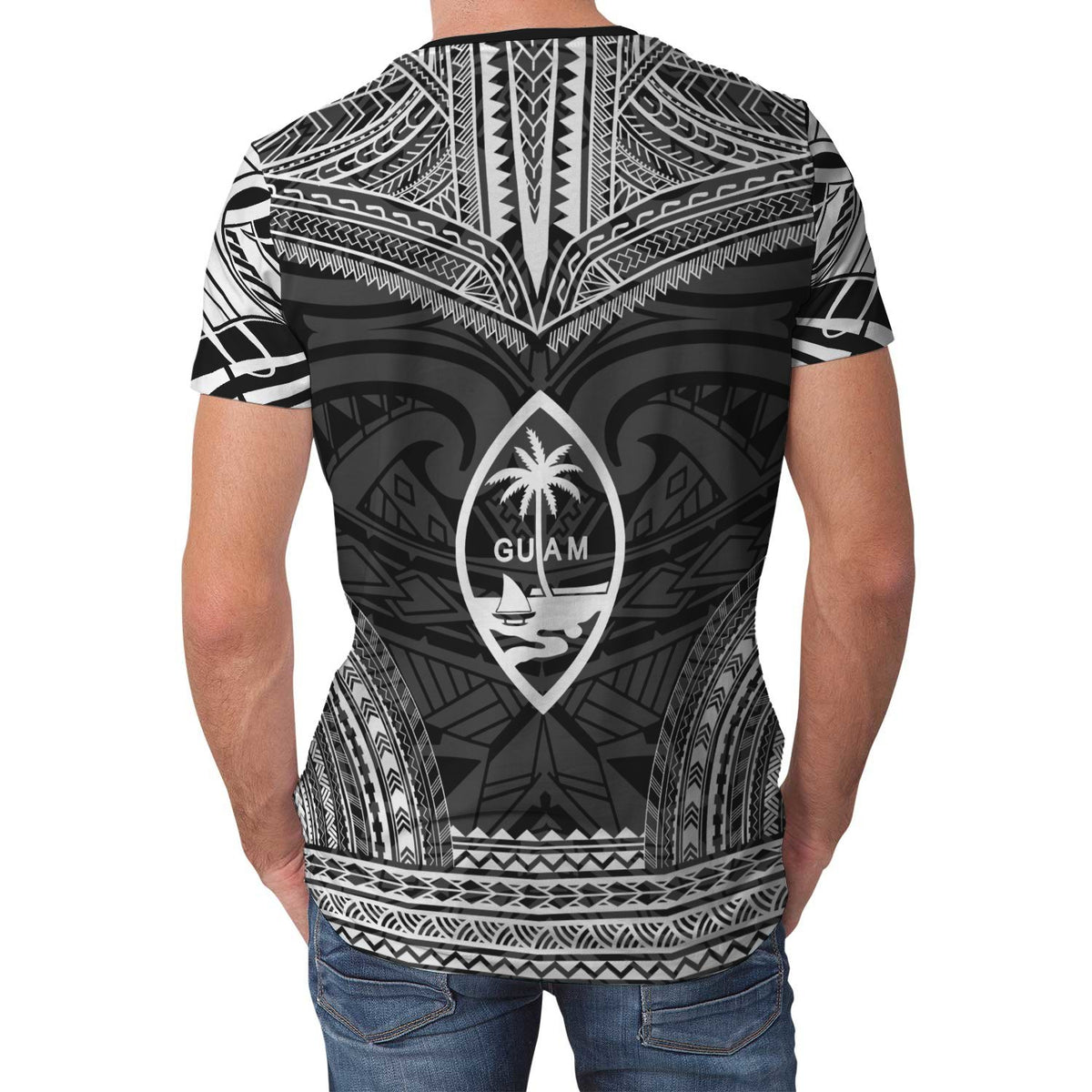 Guam T Shirt Guam Polynesian Chief Black Version - Polynesian Pride