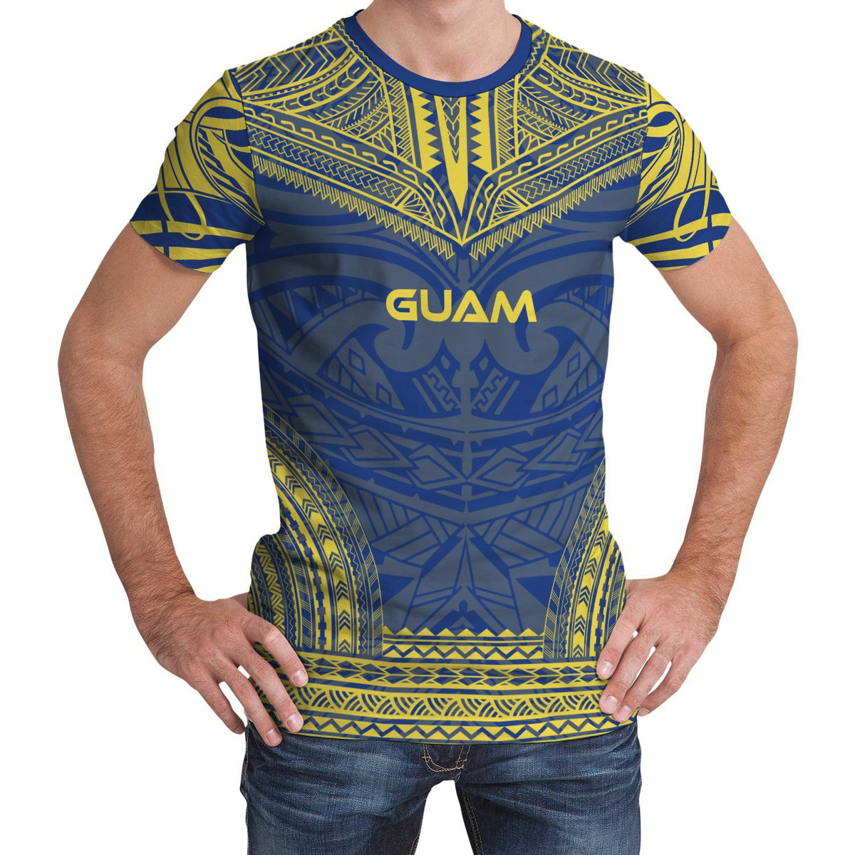 Guam T Shirt Guam Polynesian Chief Blue Version Unisex Blue - Polynesian Pride