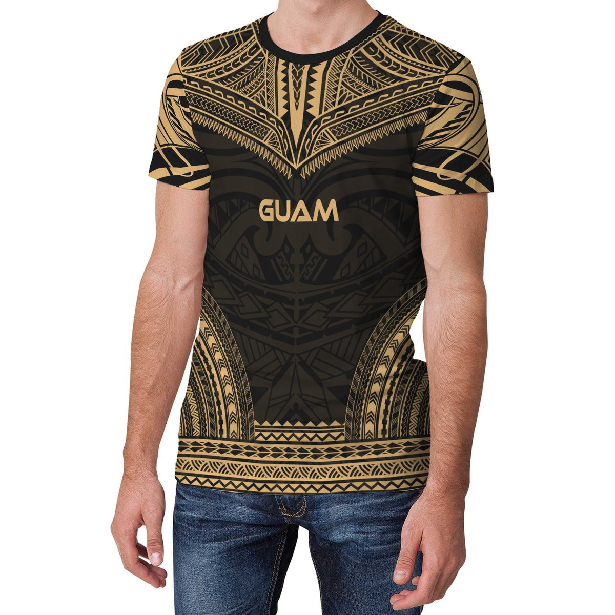 Guam T Shirt Guam Polynesian Chief Gold Version - Polynesian Pride