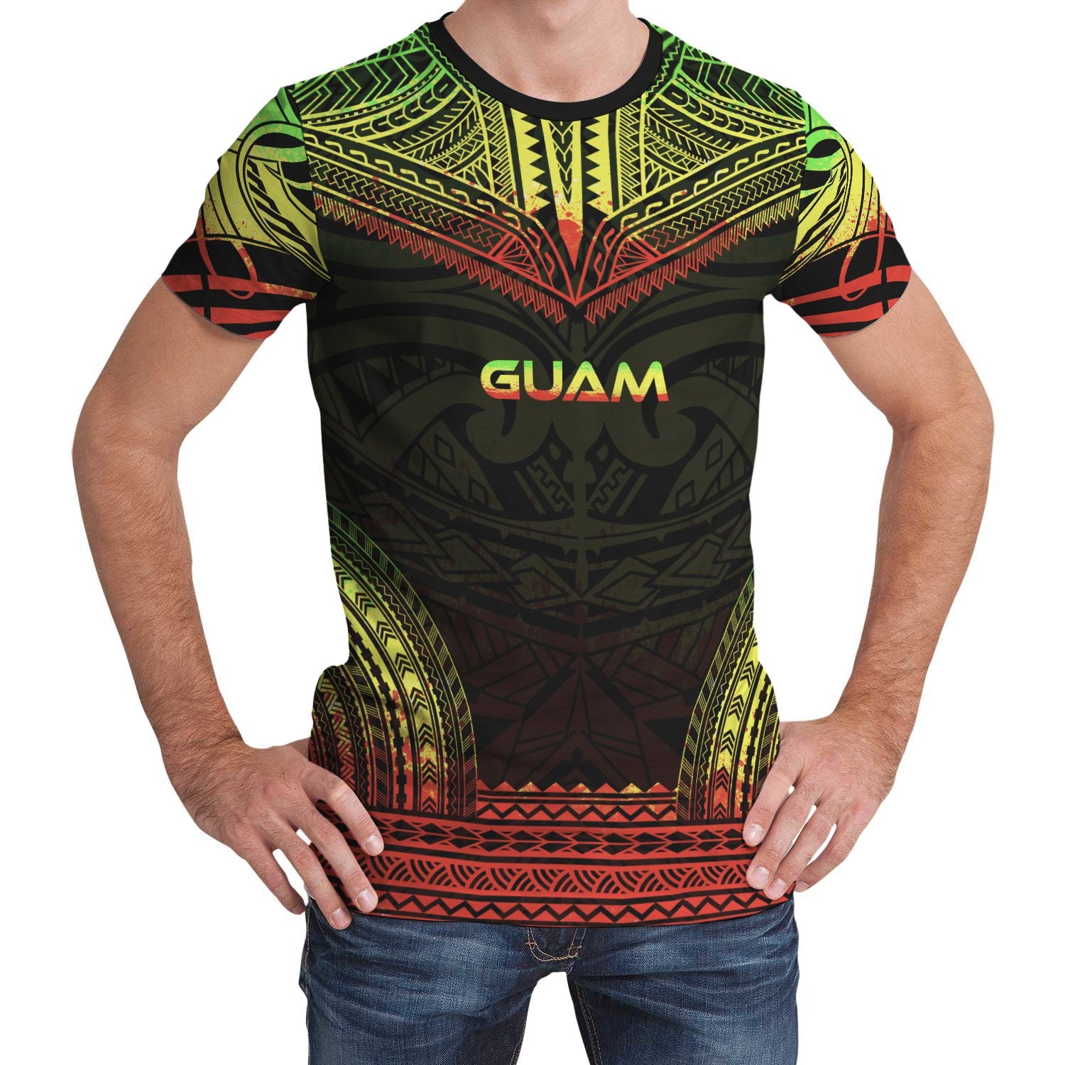 Guam T Shirt Guam Polynesian Chief Reggae Version Unisex Reggae - Polynesian Pride