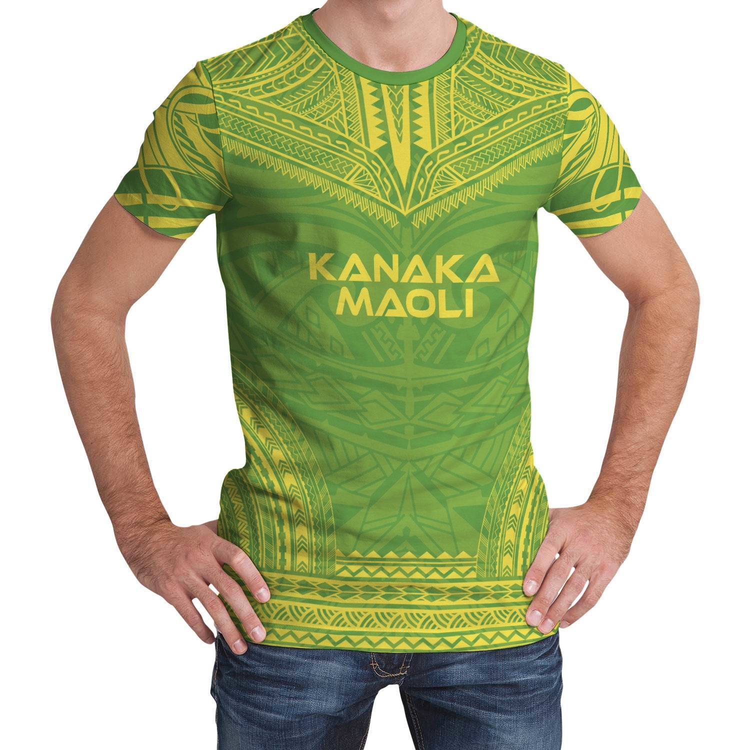 Polynesian Unisex T Shirt Kanaka Maoli Polynesian Chief Green Version Unisex Green - Polynesian Pride