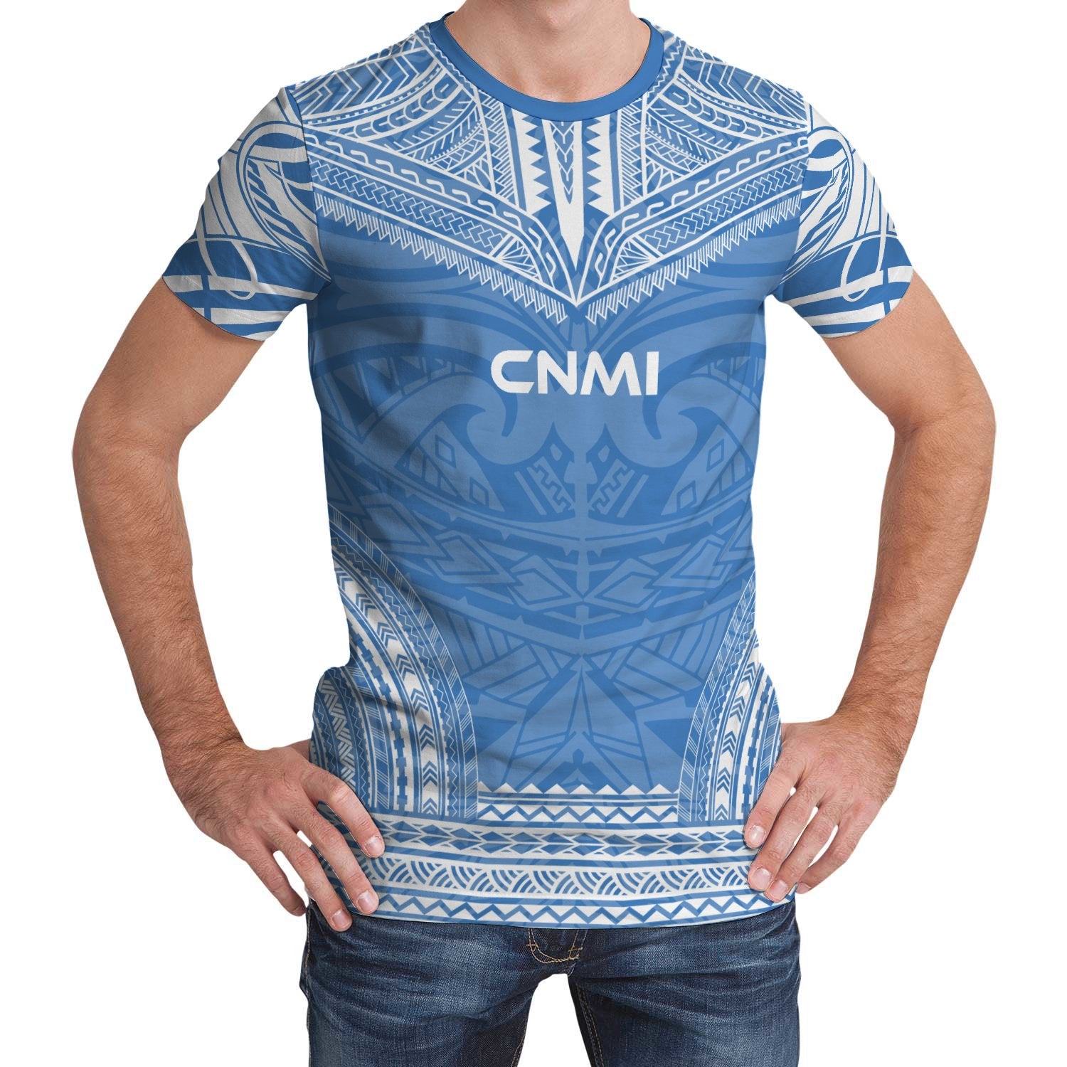 Northern Mariana Islands Unisex T Shirt C N M I Polynesian Chief Blue Version Unisex Blue - Polynesian Pride