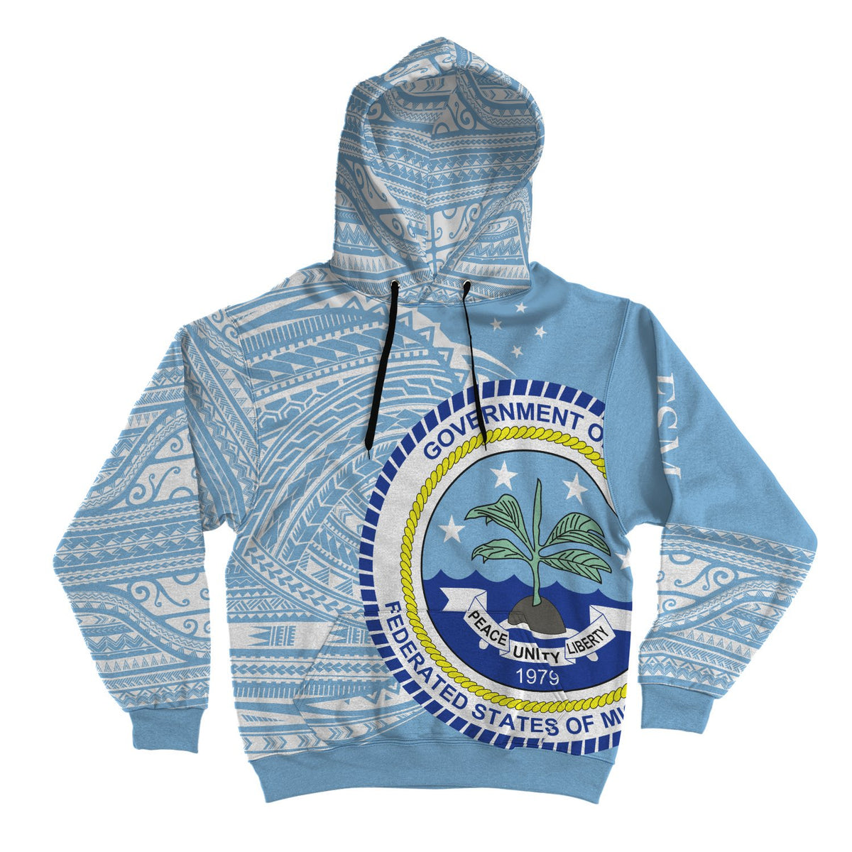 Federated States of Micronesia Hoodie Micronesia Patterns With Coat of Arms - Polynesian Pride