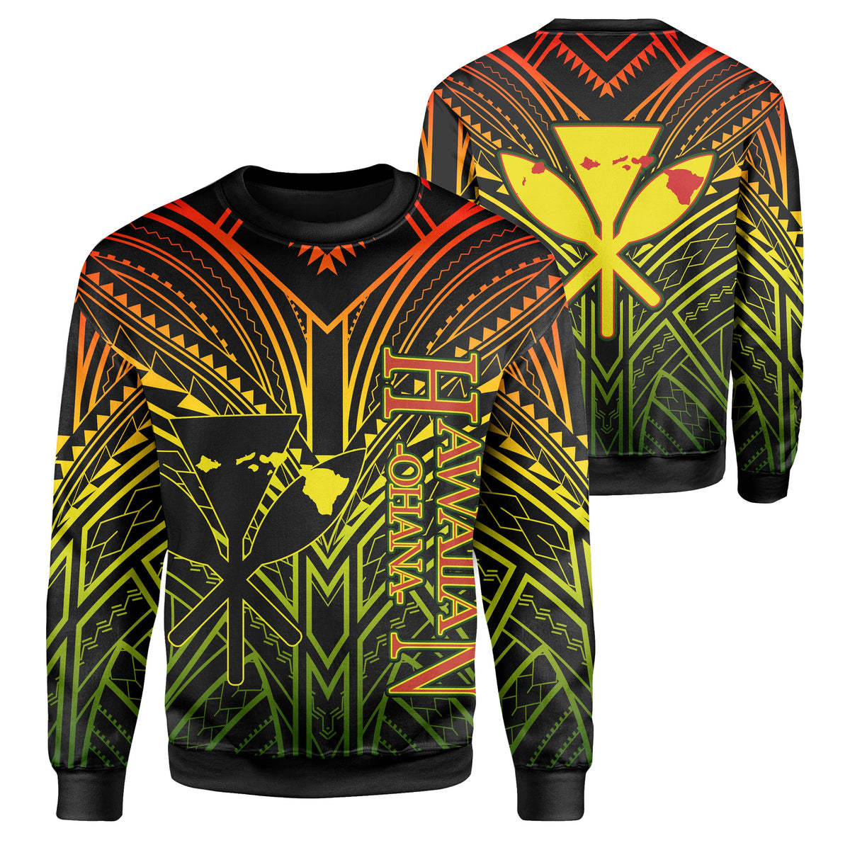 Hawaii Sweatshirt - Reggae Kanaka Maoli Unisex Black - Polynesian Pride