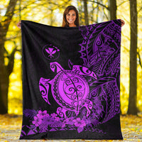 Hawaii Polynesian Premium Blanket Purple Sea Turtles Hawaiian LT13 White - Polynesian Pride