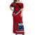 Samoa Siapo Off Shoulder Long Dress Sporty Mix Barkcloth Panel Version Red LT13 Women Red - Polynesian Pride