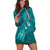 Hawaiian Islands Hoodie Dress - Hawaii Tropical Flowers and Turtles Turquoise LT13 - Polynesian Pride