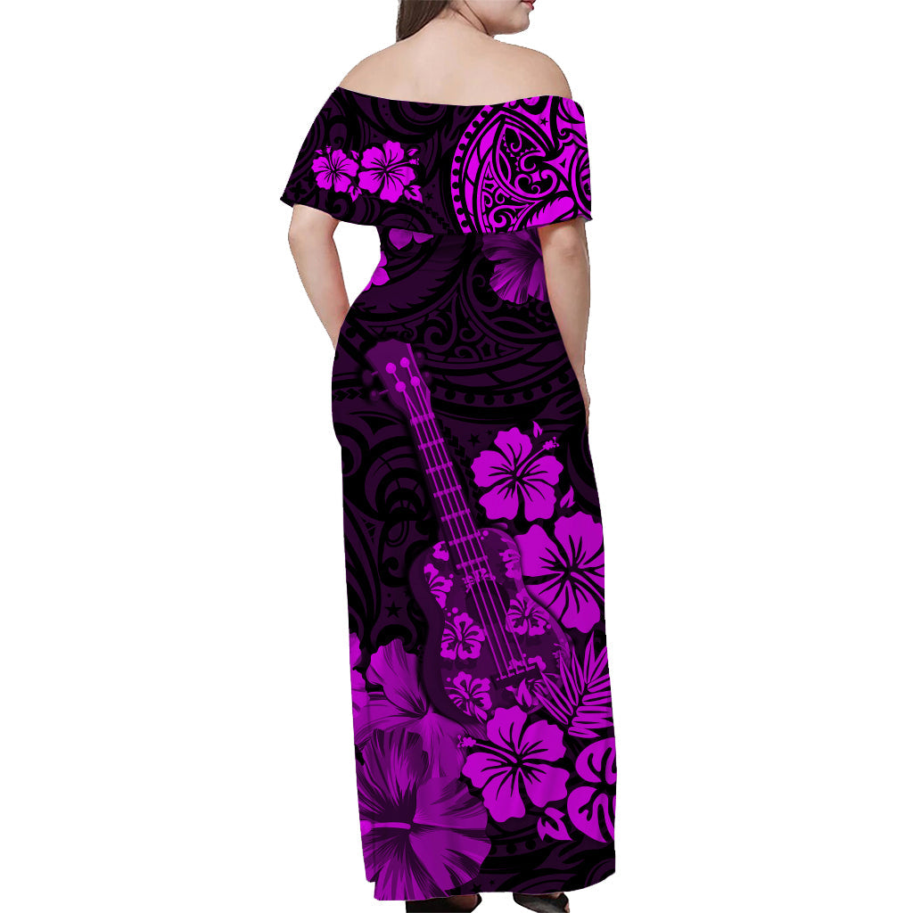 Hawaii Matching Dress and Hawaiian Shirt Polynesia Purple Ukulele Flowers LT13 - Polynesian Pride