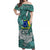 Cook Islands Off Shoulder Long Dress Hammerhead Shark Blue LT13 Long Dress Blue - Polynesian Pride