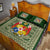 (Custom Personalised) Tonga Pattern Quilt Bed Set Coat of Arms - Green and Beige LT4 - Polynesian Pride