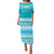 Bula Fiji Puletasi Dress Turquoise Tapa Pattern LT13 Turquoise - Polynesian Pride