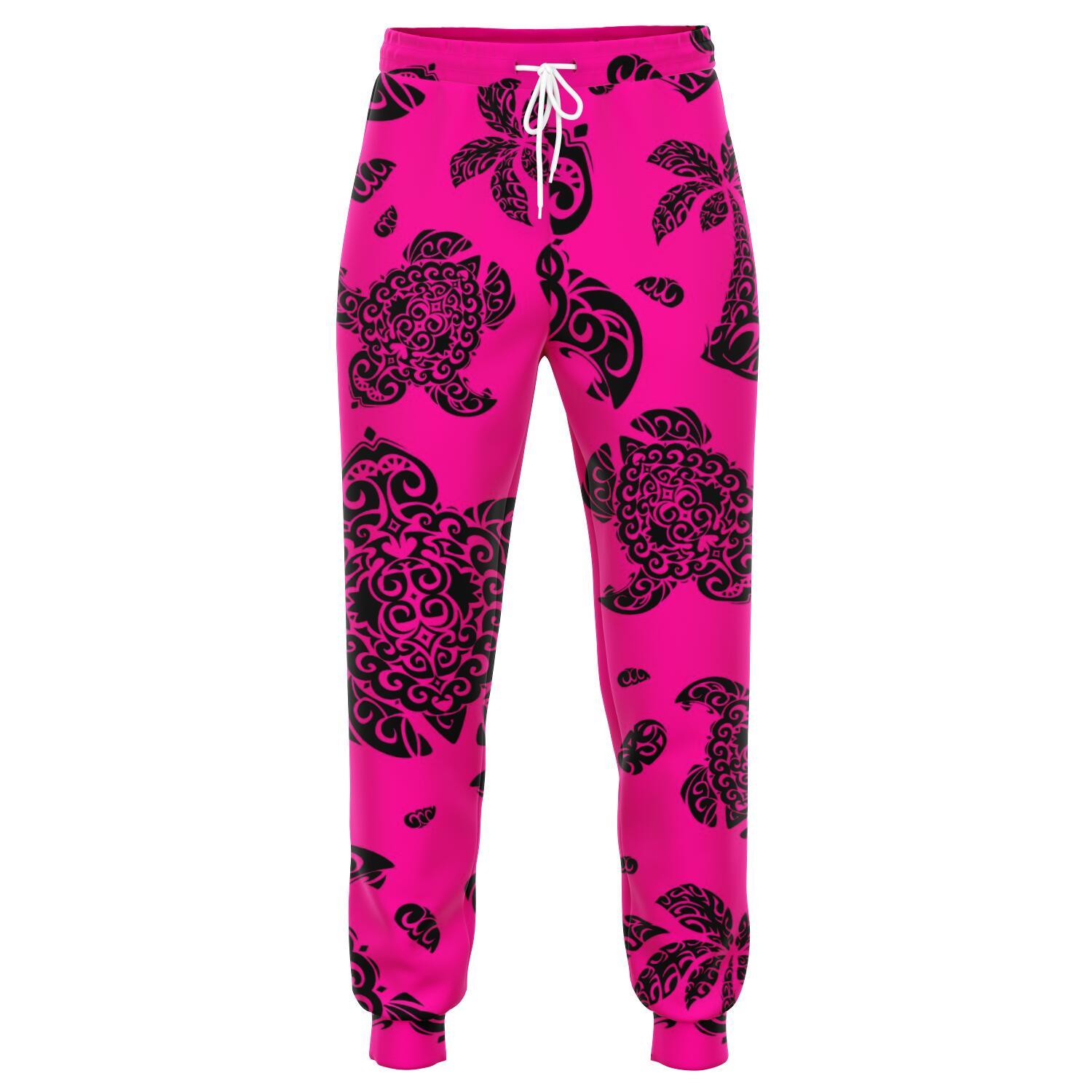 Polynesian Turtle Palm And Sea Pebbles Pink Joggers Unisex Pink - Polynesian Pride
