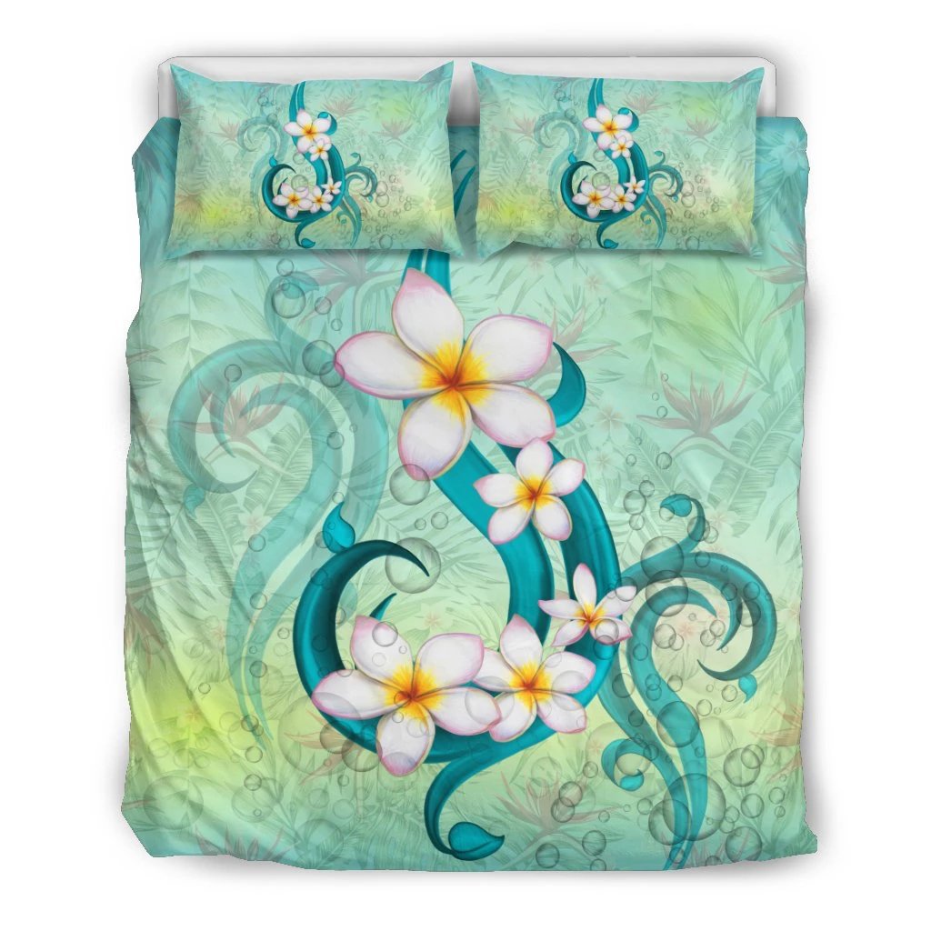 Hawaiian Bubbles Plumeria Strelitzia Flower Background Polynesian Bedding Set Art - Polynesian Pride