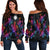 Marshall Islands Women's Off Shoulder Sweaters - Sea Turtle In Tribal Polynesian Style Black - Polynesian Pride