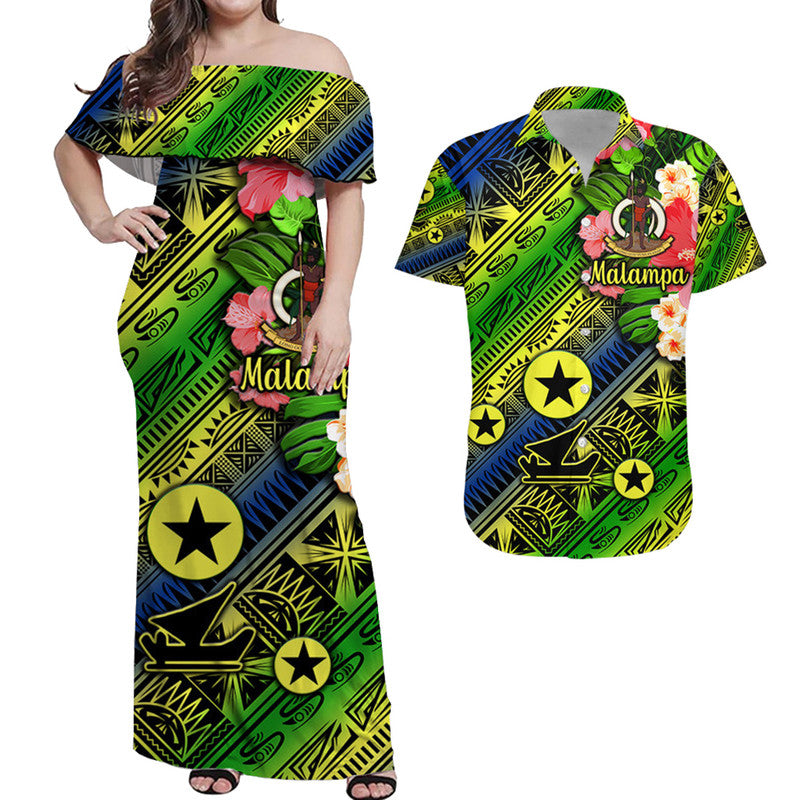Vanuatu Malampa Matching Hawaiian Shirt and Dress Independence Be Proud LT8 Blue - Polynesian Pride