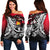 New Caledonia Women's Off Shoulder Sweaters - Tribal Jungle Pattern Red Color Red - Polynesian Pride