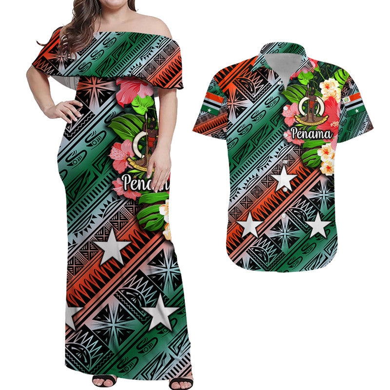 Vanuatu Penama Matching Hawaiian Shirt and Dress Independence Be Proud LT8 Green - Polynesian Pride