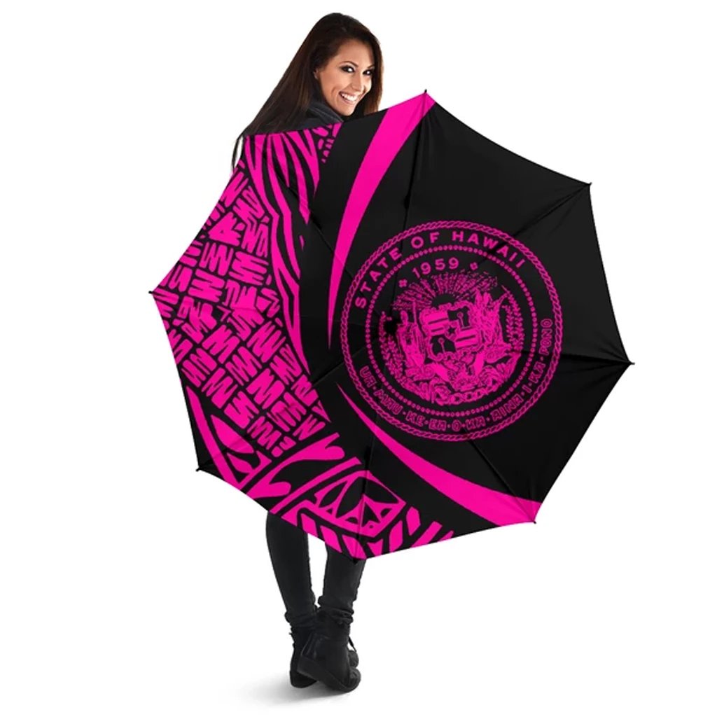 Seal Of Hawaii Umbrella Pink - Circle Style Umbrella One Size Purple - Polynesian Pride