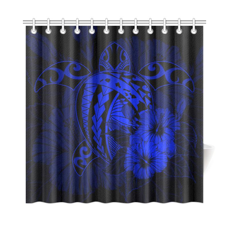 Hawaii Hibiscus Shower Curtain - Harold Turtle - Blue - Polynesian Pride