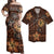 Polynesian Couple Outfits Matching Dress and Hawaiian Shirt Hawaii Mix Polynesian Turtle Plumeria Nick Style Orange RLT14 - Polynesian Pride