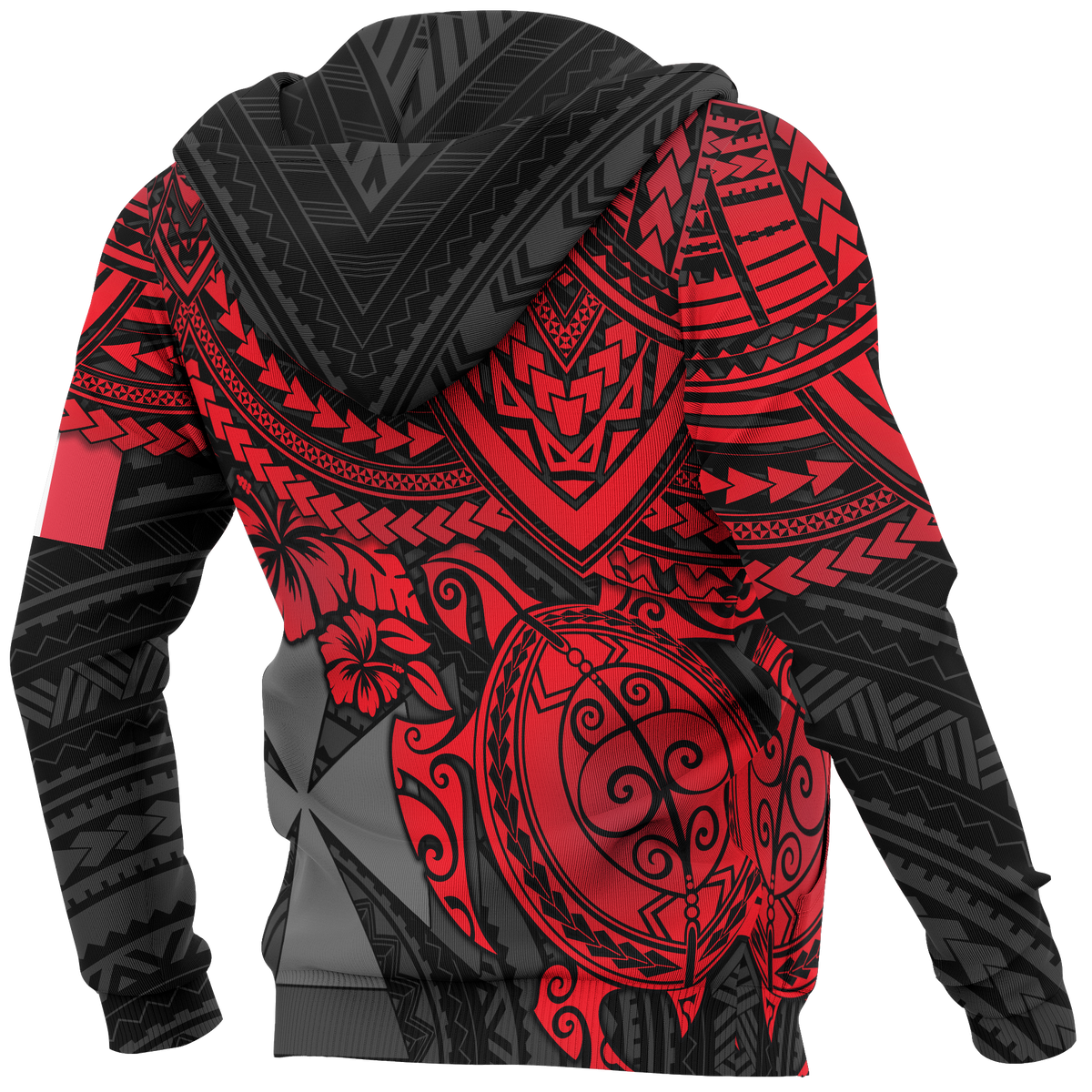 Wallis nd Futuna Polynesian Hoodie Red Turtle - Polynesian Pride