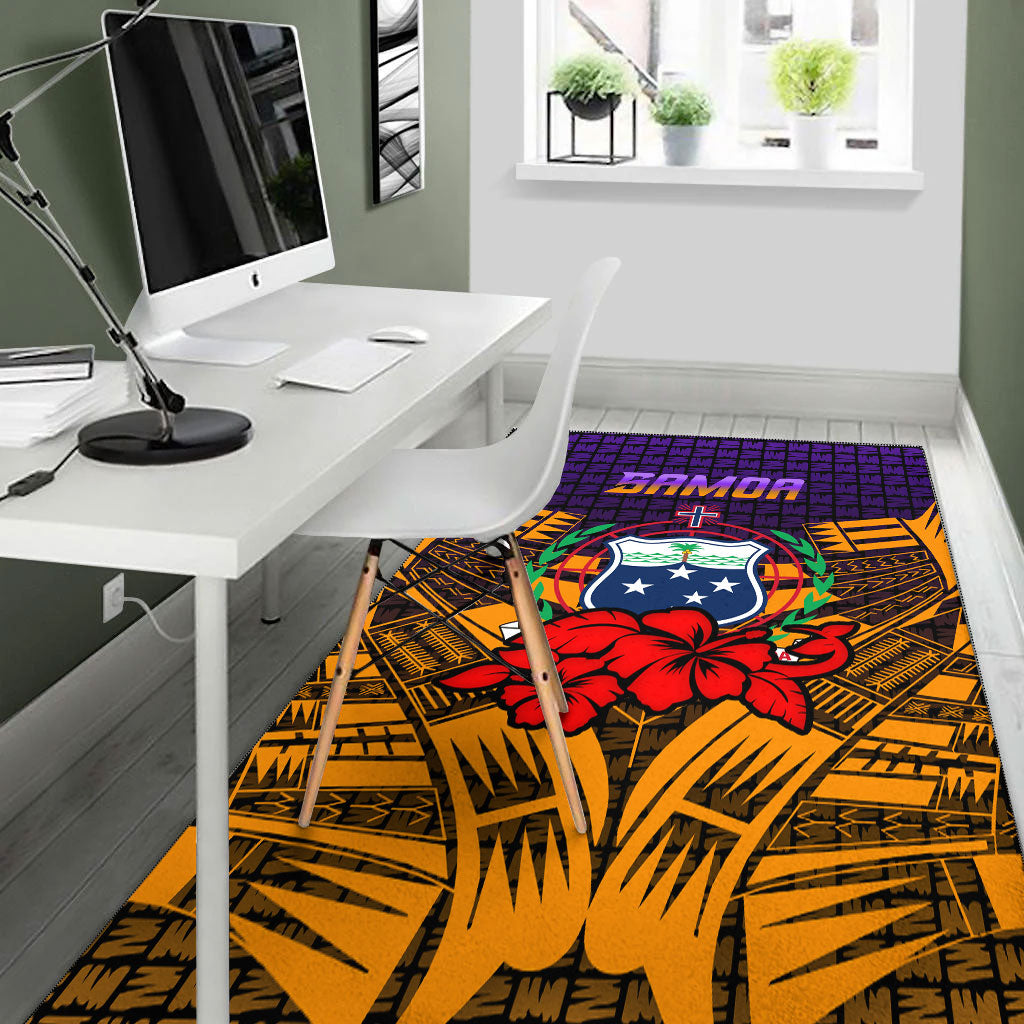 Samoa Area Rug - Hibiscus With Tribal - LT12 - Polynesian Pride