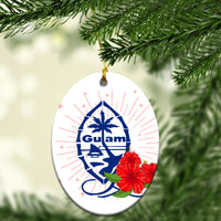 Guam Hibiscus White Christmas Ornament - LT12 - Polynesian Pride