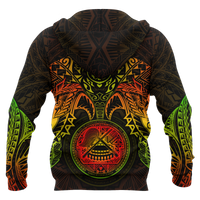 American Samoa Polynesian Zip up Hoodie Reggae Turtle Manta Ray - Polynesian Pride