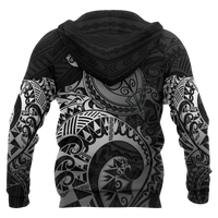 American Samoa Polynesian Zip up Hoodie Polynesian Turtle (Silver) - Polynesian Pride
