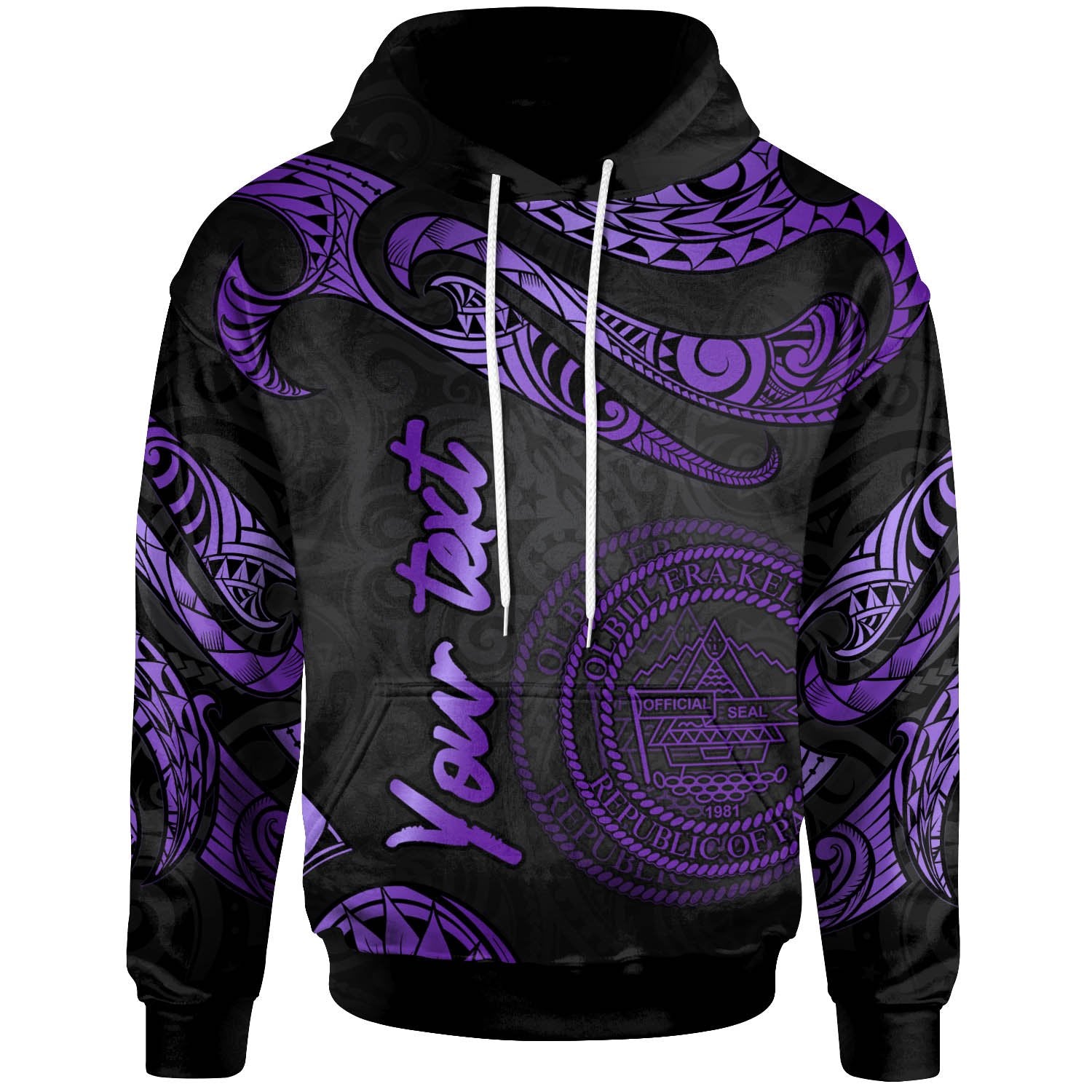 Palau Polynesian Custom Hoodie Polynesian Tattoo Purple Version Unisex Purple - Polynesian Pride