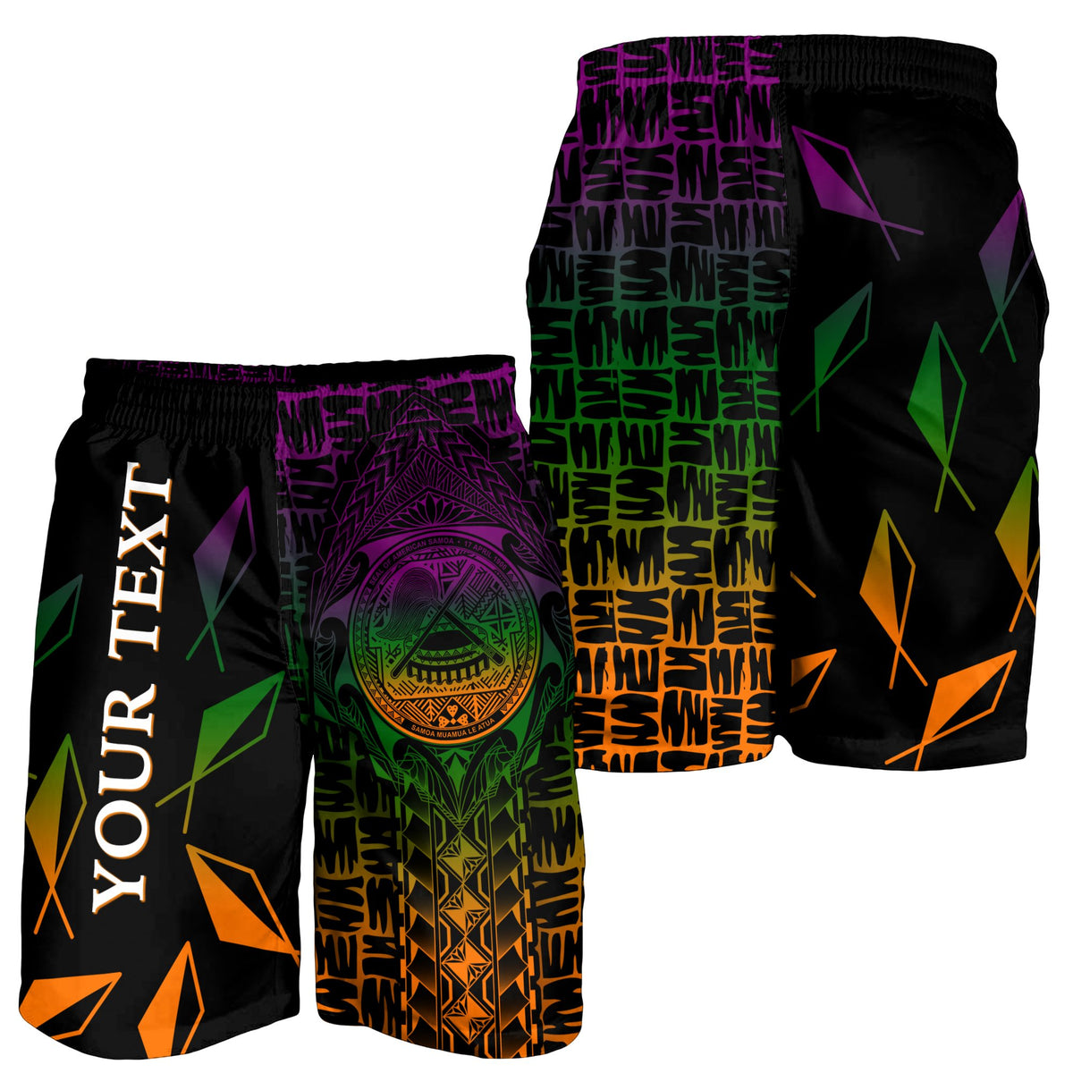 American Samoa Custom Personalised Men's Shorts - AS Seal Rocket Style - Polynesian Pride
