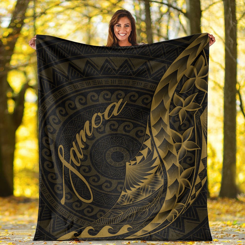 Samoa Premium Blanket - Polynesian Pattern Style Gold Color - Polynesian Pride