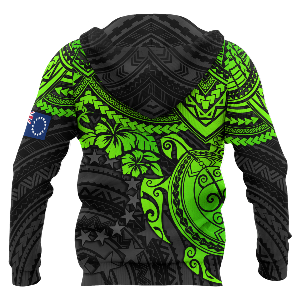 Cook Islands Polynesian Hoodie Green Turtle - Polynesian Pride