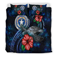 Northern Mariana Islands Polynesian Bedding Set - Blue Turtle Hibiscus - Polynesian Pride
