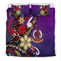 Vanuatu Bedding Set - Tribal Flower With Special Turtles Purple Color - Polynesian Pride