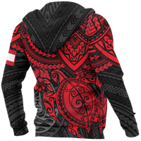 Tahiti Polynesian Hoodie Red Turtle - Polynesian Pride