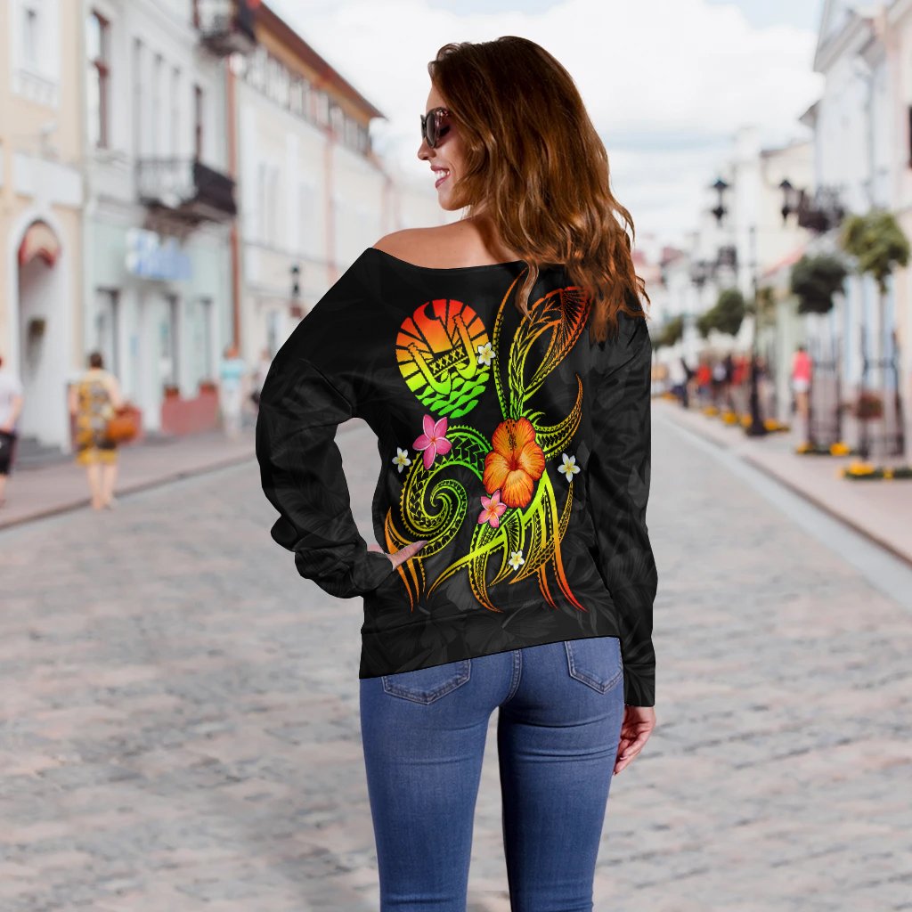 Polynesian Tahiti Personalised Women's Off Shoulder Sweater - Legend of Tahiti (Reggae) - Polynesian Pride