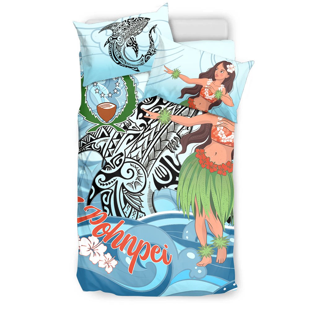Pohnpei Bedding Set - Polynesian Girls With Shark - Polynesian Pride