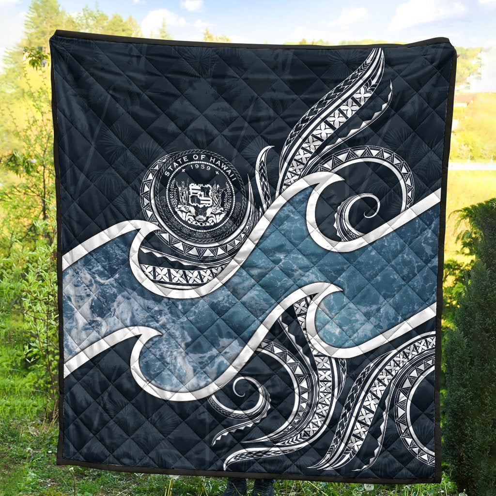 Polynesian Hawaii Premium Quilt - Ocean Style (Coat of Arms) - Polynesian Pride