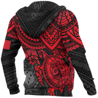 Samoa Polynesian Hoodie (Zip up) Red Turtle - Polynesian Pride