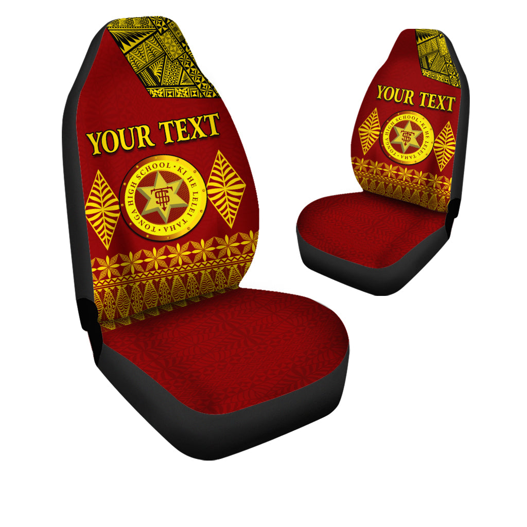(Custom Personalised) Tonga High School Car Seat Covers Tongan Ngatu LT13 Universal Fit Red - Polynesian Pride