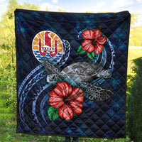 Tahiti Polynesian Premium Quilt - Blue Turtle Hibiscus - Polynesian Pride
